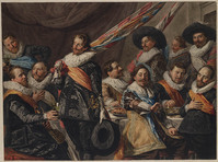 W 041
<br/>
De maaltijd van officieren van de St. Jorisdoelen van Haarlem
<br/>
<em>Hendriks, Wybrand (1744-1831)</em>